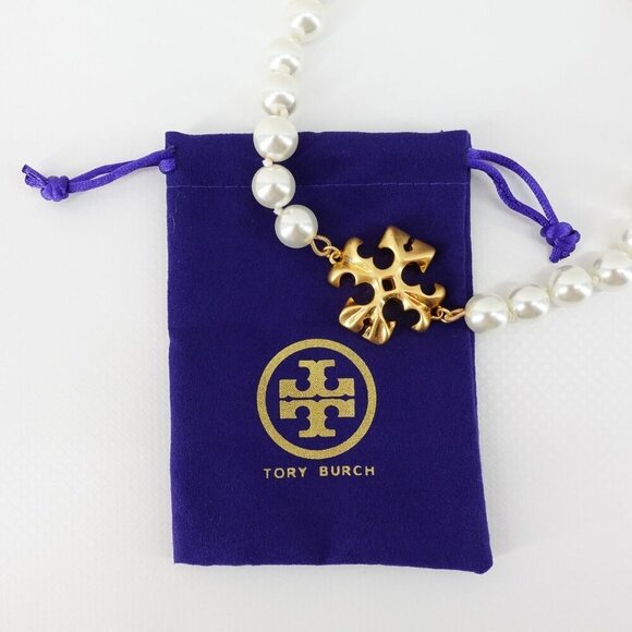Tory Burch Roxanne Pearl Necklace Gold/ Ivory OS - Picture 11 of 14